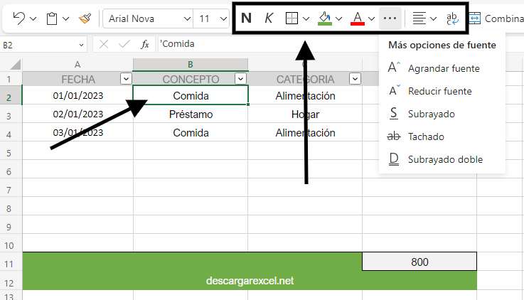 Dando formato a los datos de la hoja de Excel